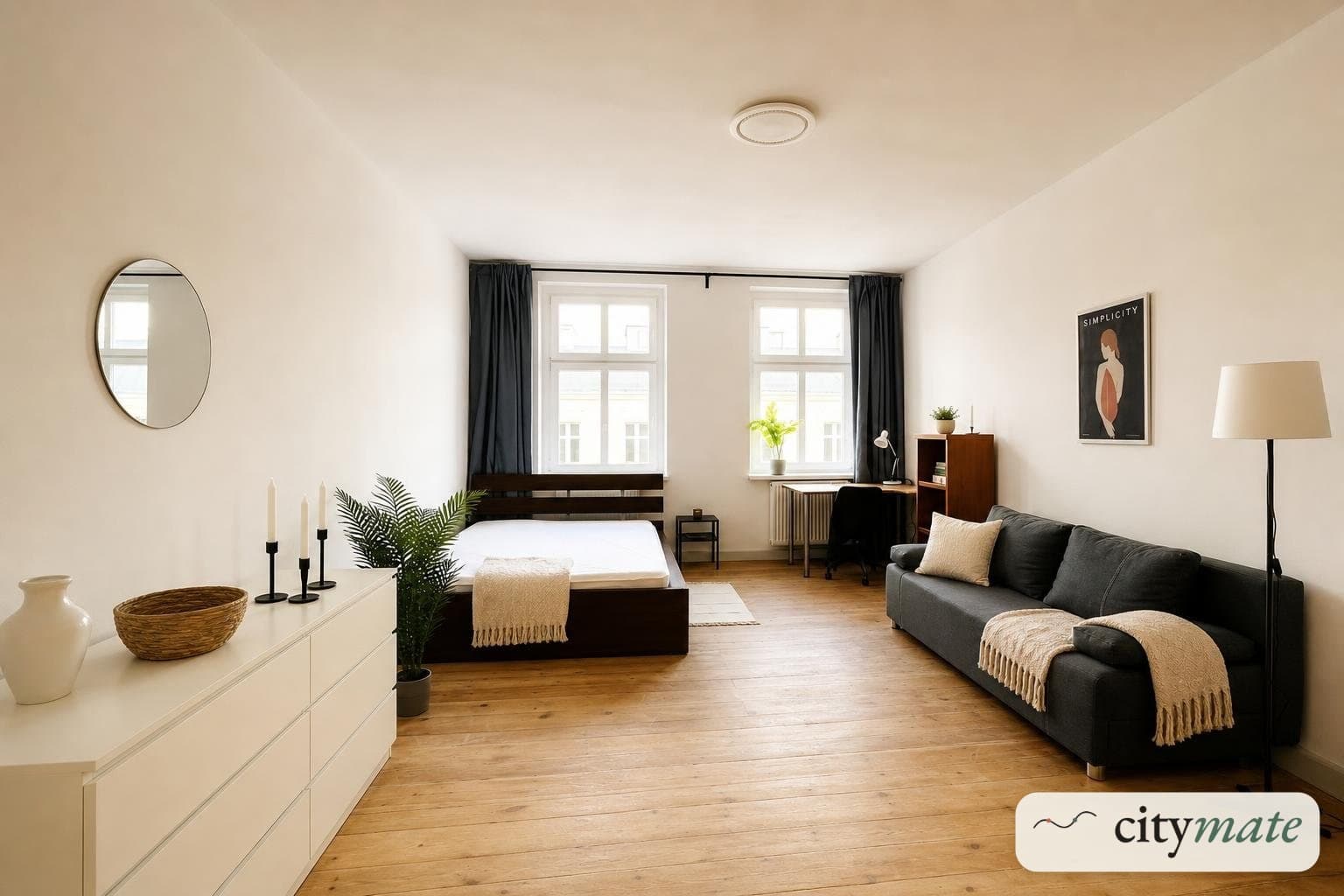 Room with a desk and a wardrobe in the heart of Wildy